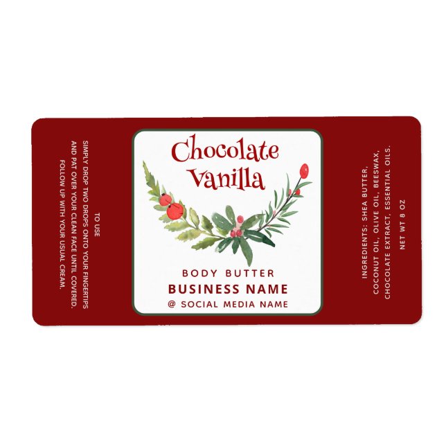 Holiday holly brunch typography product label (Front)