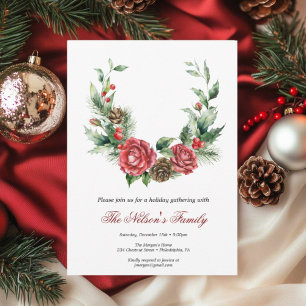 Holiday Holly Christmas Party  Card