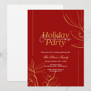 Holiday Holly Christmas Party  Card