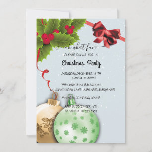 Holiday Holly Christmas Party Invitation
