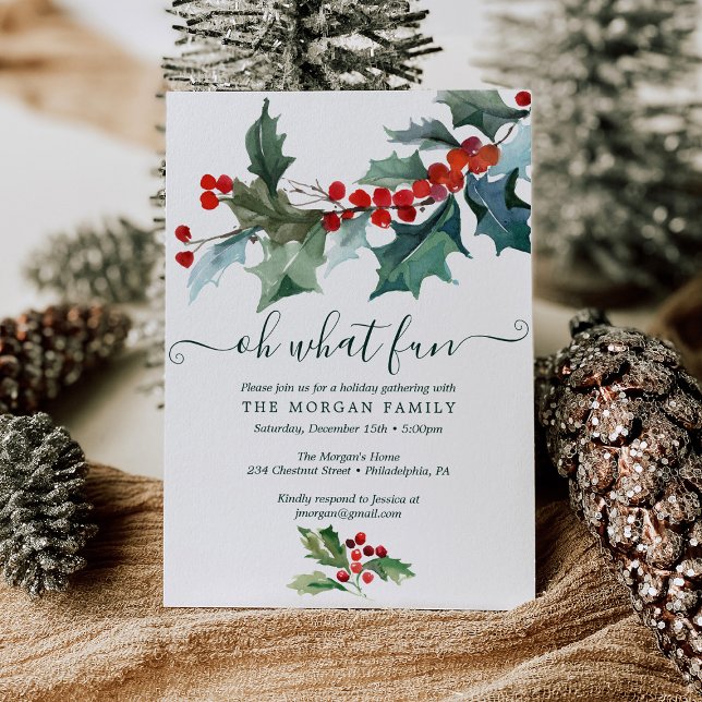 Holiday Holly Christmas Party Invitation (Creator Uploaded)