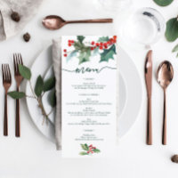 Holiday Holly Christmas Wedding Bridal Shower Menu