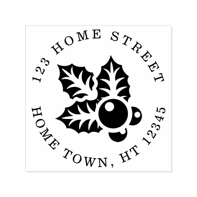 Holiday Holly Circular Return Address Self-inking Stamp (Design)