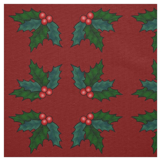 Holiday Holly Fabric Christmas Fabrics Custom (Swatch)