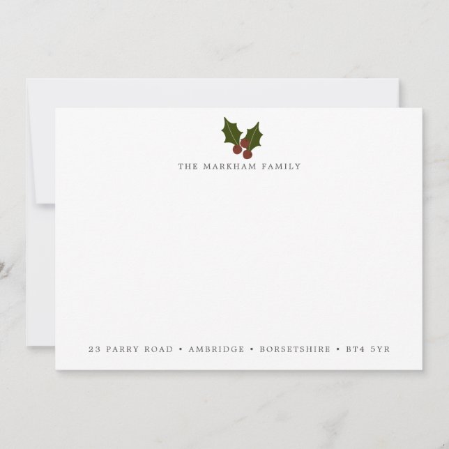Holiday Holly Family Address Card (Front)