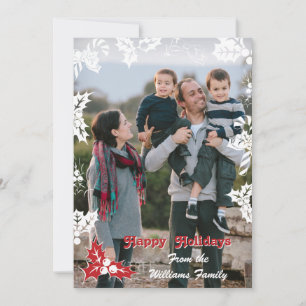 Holiday Holly   Flat Holiday Photo Card