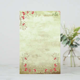 Holiday Holly Personalised Script Vintage Rustic Stationery