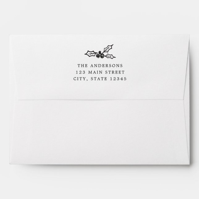 Holiday Holly Return Address Envelope (Back (Top Flap))
