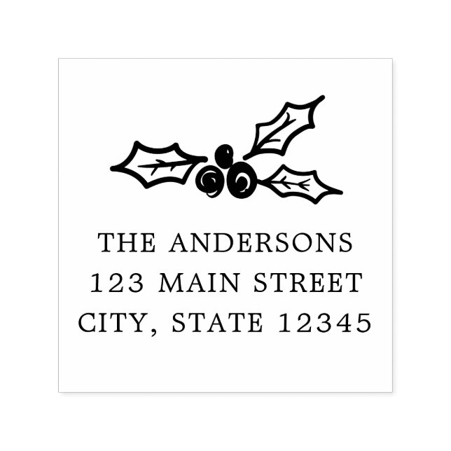 Holiday Holly Return Address Self-inking Stamp (Design)