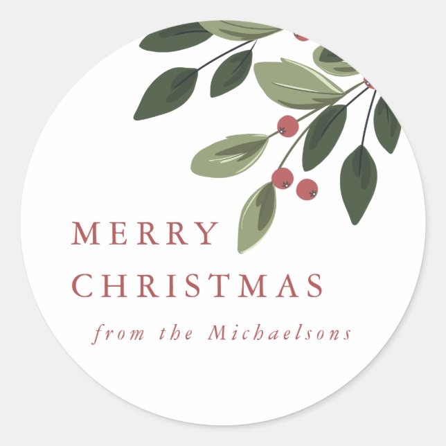 Holiday Holly Round Sticker (Front)