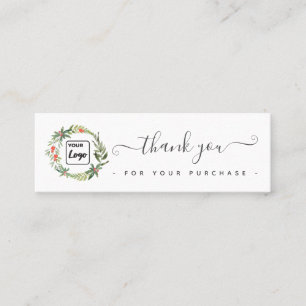 Holiday holly wreath custom logo thank you  classi mini business card