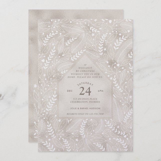 Holiday Home Champagne Shimmer Christmas Party Invitation (Front/Back)