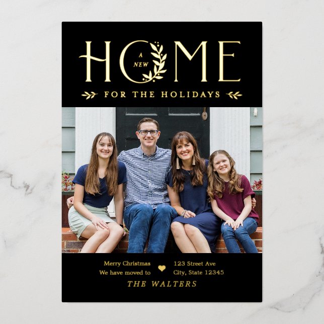 Holiday Home Foil Holiday Card Editable Colour (Front)