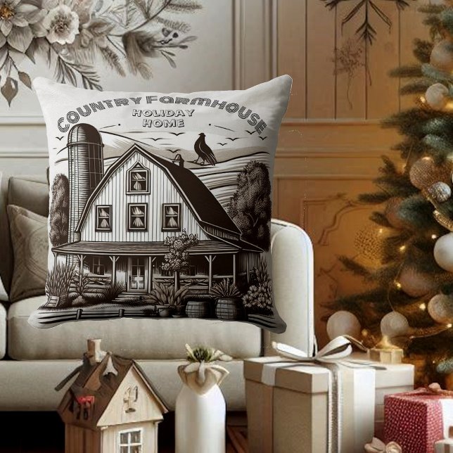 Holiday Home Rooster Country Farmhouse Minimalist Cushion (Holiday Home Rooster Country Farmhouse Minimalist Throw Pillow)