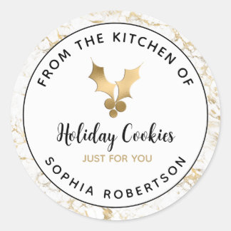 Holiday Homemade From the Kitchen of Gold Marble Classic Round Sticker