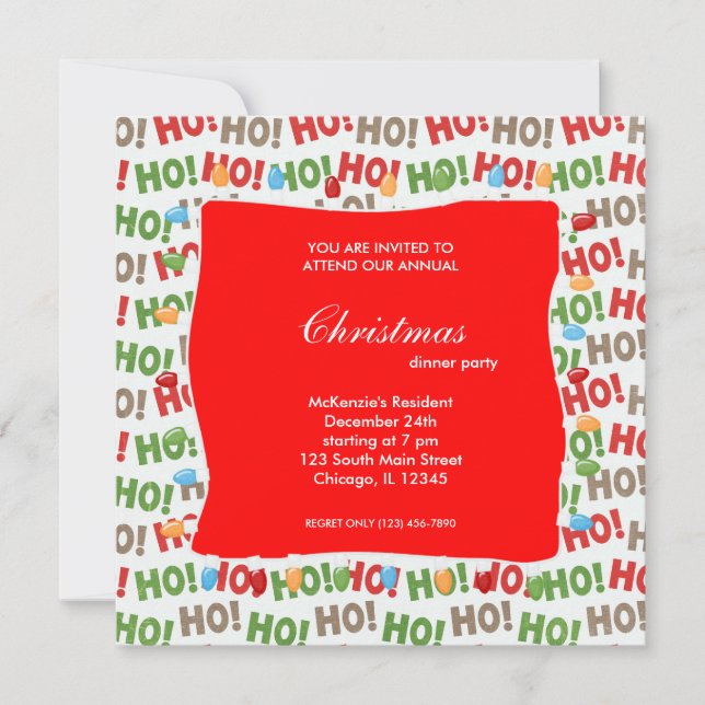 Holiday hoopla dinner invitation (Front)