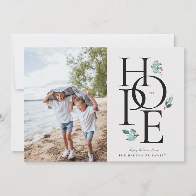 Holiday Hope Modern Botanical Berry Photo (Front)