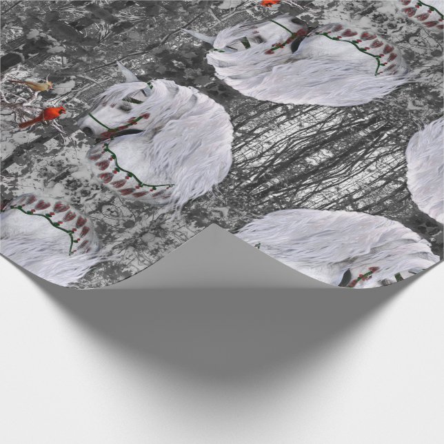 Holiday Horse & Cardinals Wrapping Pap Wrapping Paper (Corner)