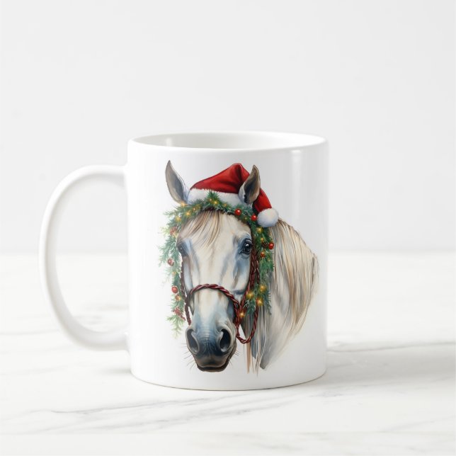 Holiday horse Christmas coffee mug (Left)