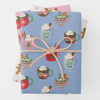 Holiday Hot Coco and Gingerbread Man Cookies Wrapping Paper Sheet