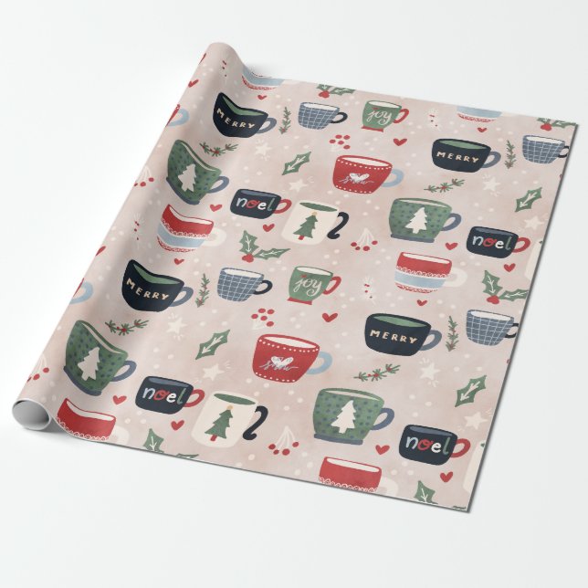 Holiday Hot Cocoa Wrapping Paper (Unrolled)