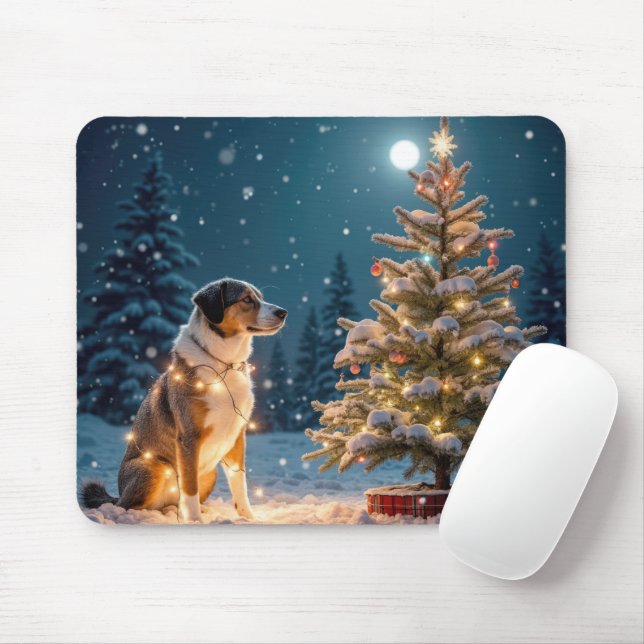 Holiday Hound Tangle In Light String Mouse Mat (With Mouse)