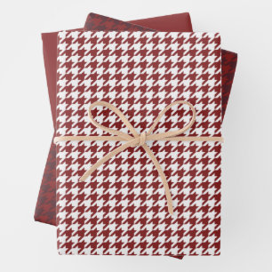 Holiday houndstooth wrapping paper sheet