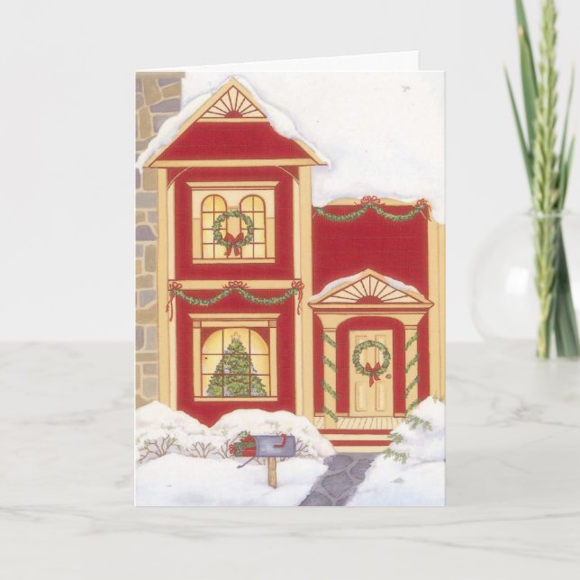 Holiday house Christmas customisable card (Front)