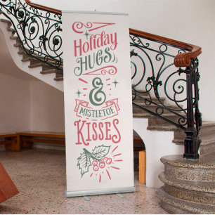 Holiday Hugs and Mistletoe Kisses Merry Christmas  Retractable Banner