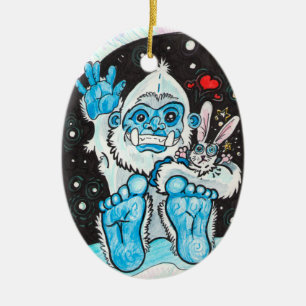 Holiday Hugs Yeti~ornament Ceramic Tree Decoration
