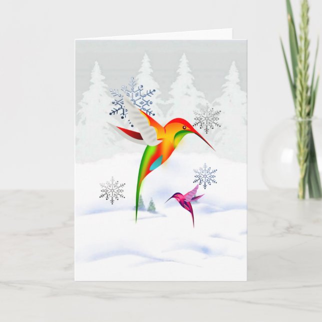 Holiday Hummingbird Christmas Card (Front)