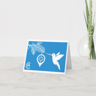 Holiday Hummingbird Greeting Card in Blue