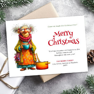 Holiday Humor Woman Custom Printable Greeting Card