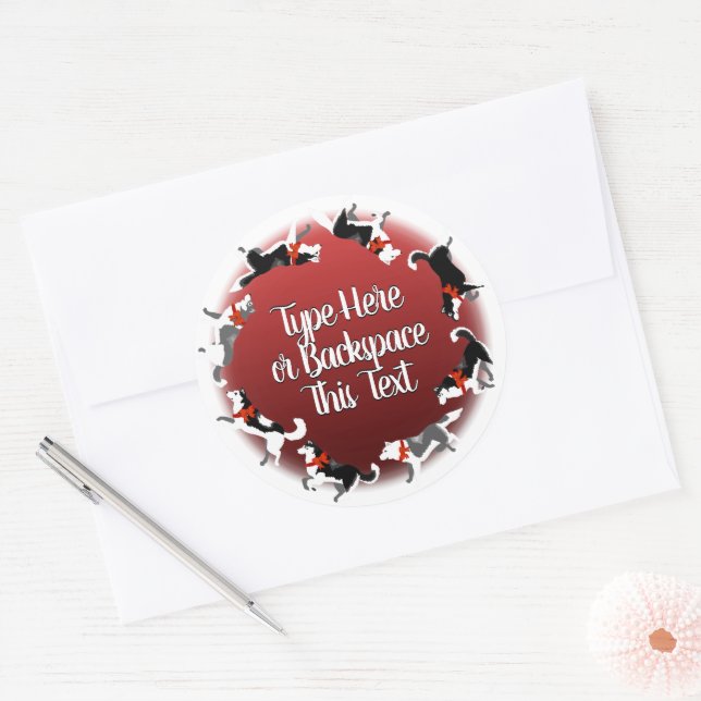 Holiday Husky Stickers Custom Sled Dog Stickers (Envelope)