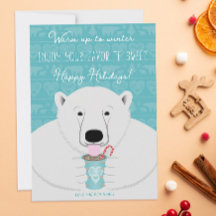 Holiday Hygge Polar Bear Sips Hot Cocoa On Teal