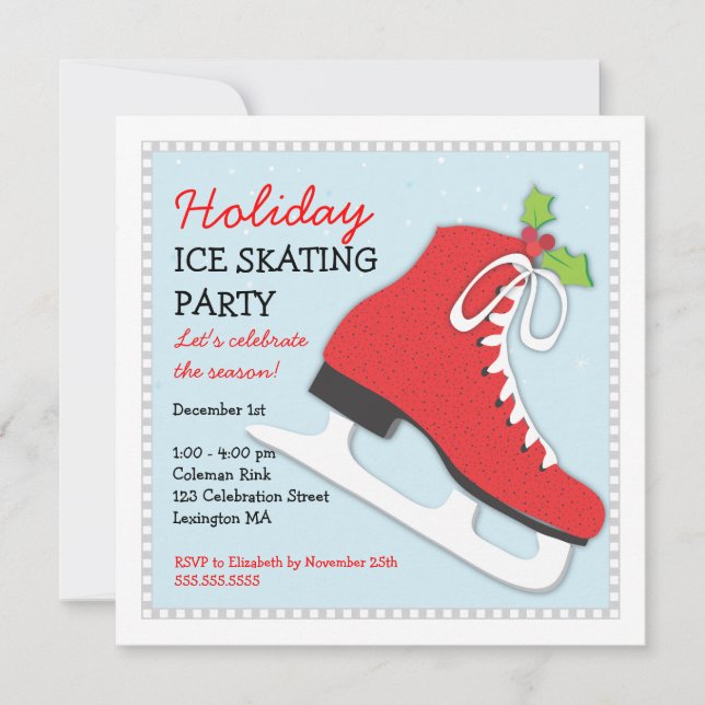 Holiday Ice Skating Celebration Party Invitation (Front)
