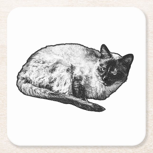 Holiday in halftone square paper coaster (Front)
