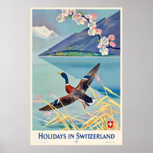 Holiday in Switzerland Vintage Travel Poster