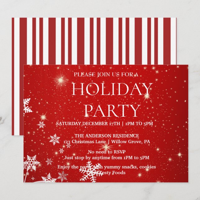 Holiday Invitation with Christmas Ornaments (Front/Back)