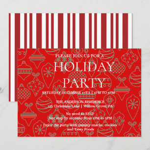 Holiday Invitation with Christmas Ornaments