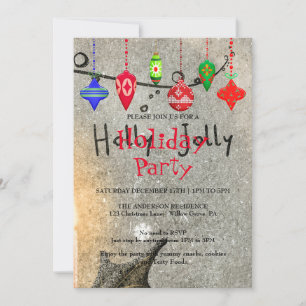 Holiday Invitation with Christmas Ornaments