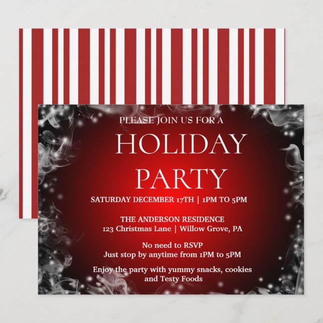 Holiday Invitation with Christmas Ornaments (Front/Back)