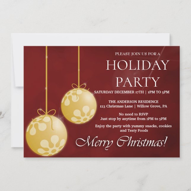 Holiday Invitation with Christmas Ornaments (Front)