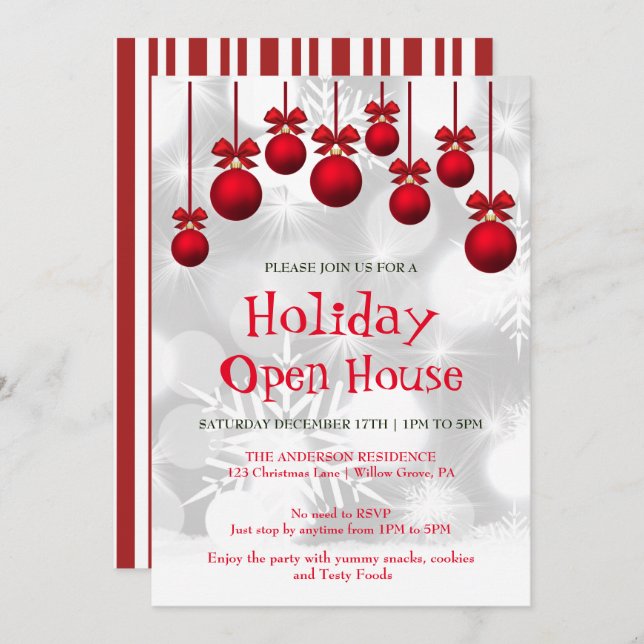 Holiday Invitation with Christmas Ornaments (Front/Back)
