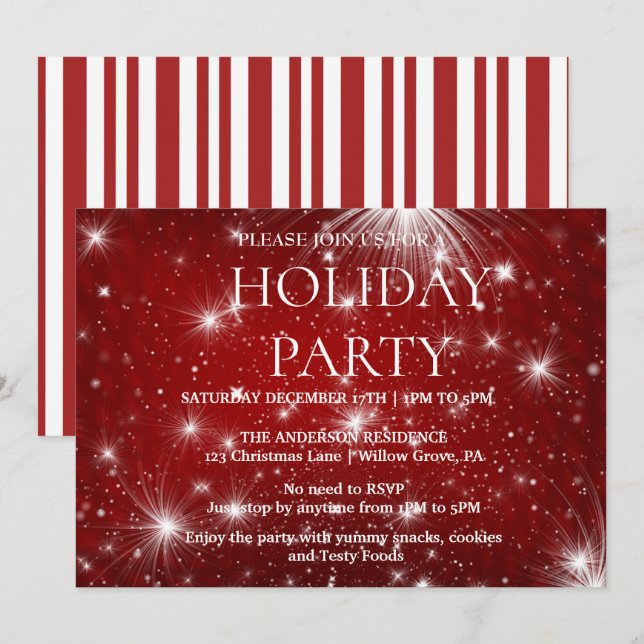 Holiday Invitation with Christmas Ornaments (Front/Back)