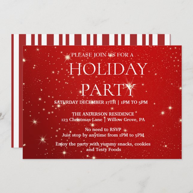 Holiday Invitation with Christmas Ornaments (Front/Back)