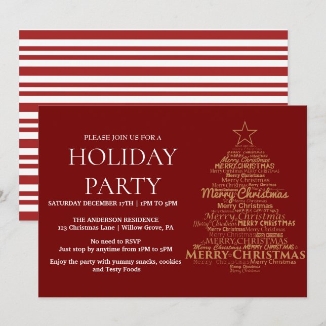 Holiday Invitation with Christmas Ornaments (Front/Back)