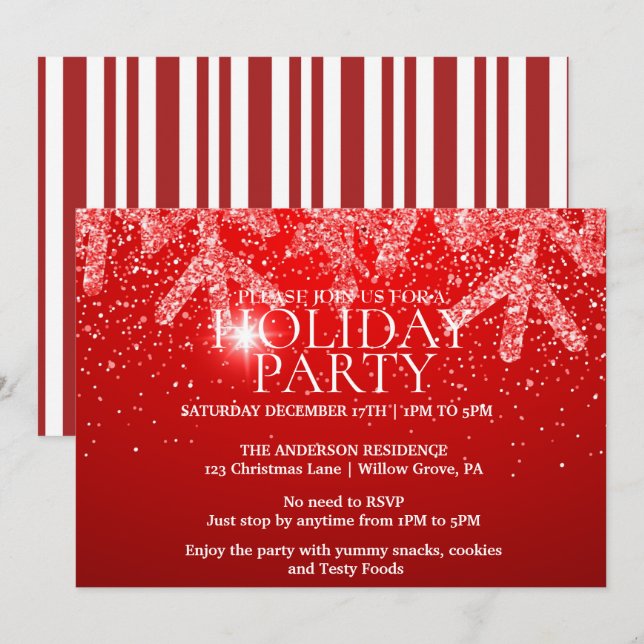 Holiday Invitation with Christmas Ornaments (Front/Back)