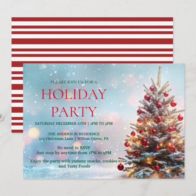 Holiday Invitation with Christmas Ornaments (Front/Back)
