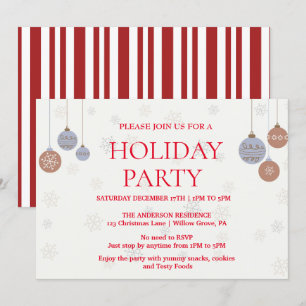 Holiday Invitation with Christmas Ornaments
